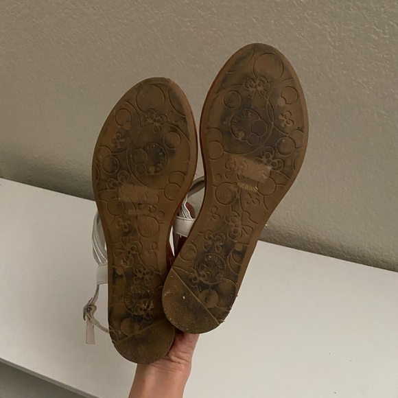 White and Silver T-Strap Sandals - Picture 5 of 5